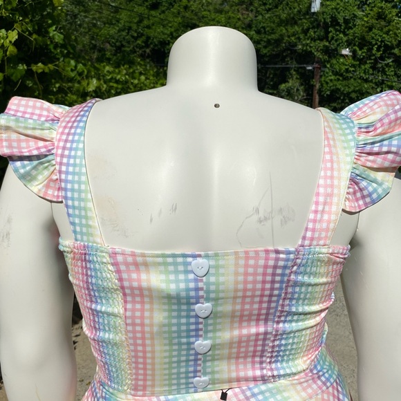 Voodoo Vixen Pastel Gingham Sleeveless Top/Skirt Set - Picture 8 of 10